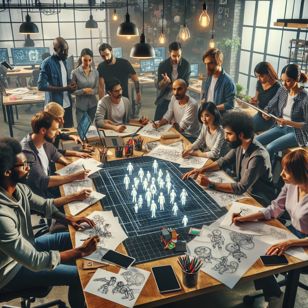 Game developers working on character designs